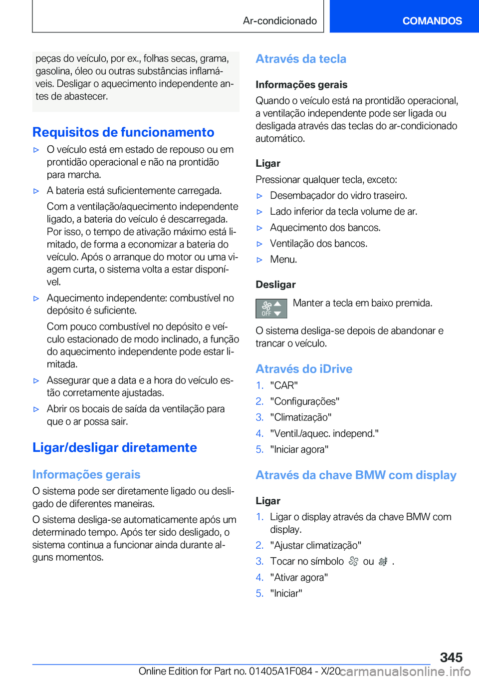 BMW X7 2021  Manual do condutor (in Portuguese) �p�e�