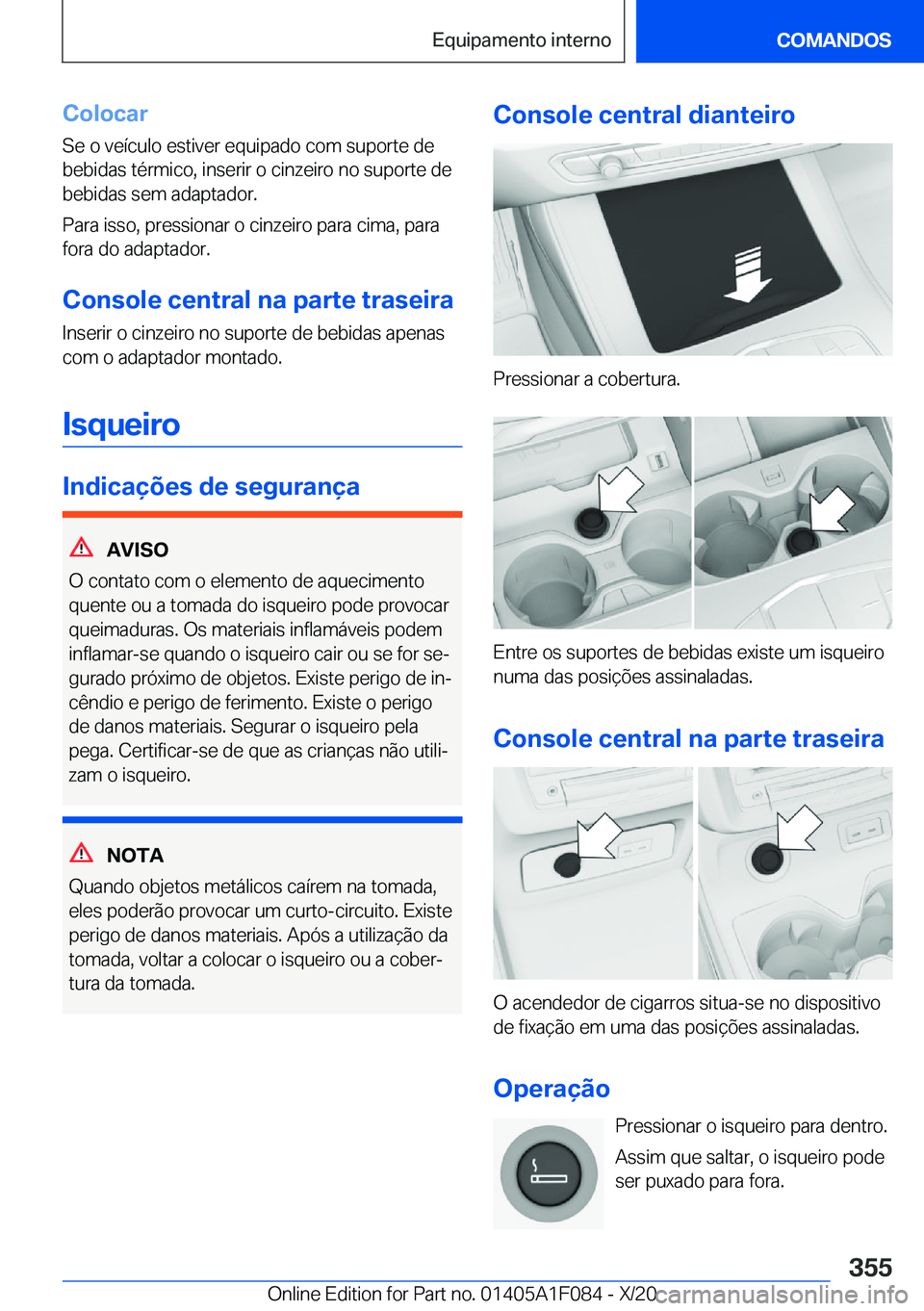 BMW X7 2021  Manual do condutor (in Portuguese) �C�o�l�o�c�a�r
�S�e��o��v�e�