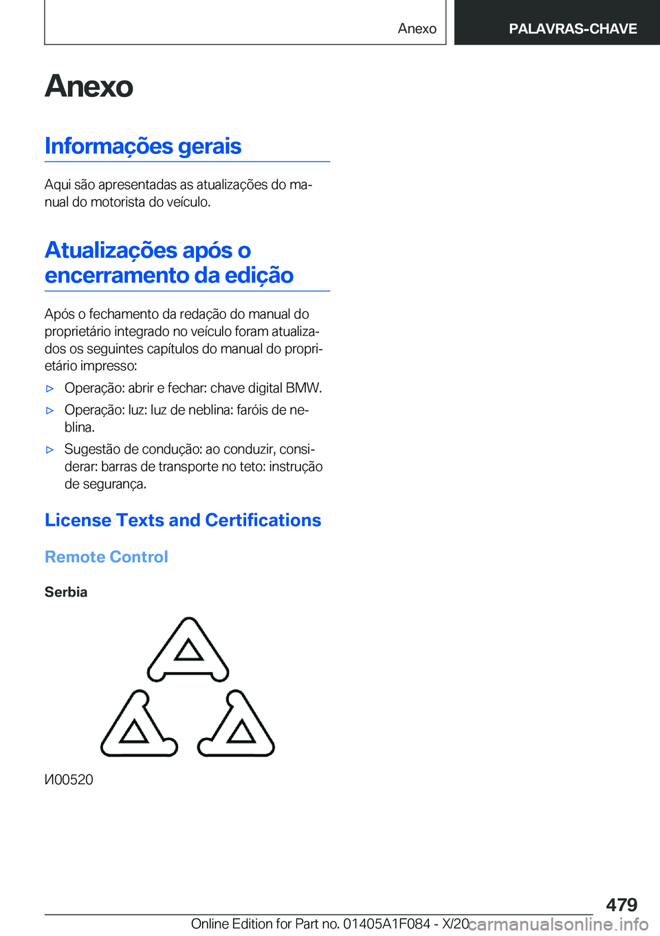 BMW X7 2021  Manual do condutor (in Portuguese) �A�n�e�x�o�I�n�f�o�r�m�a�