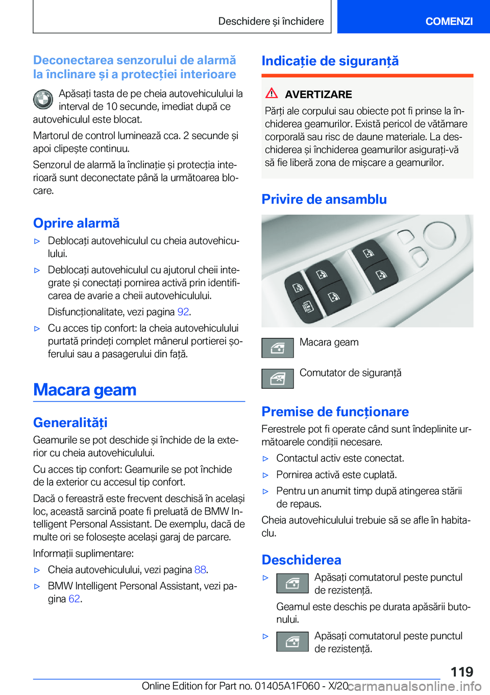 BMW X7 2021  Ghiduri De Utilizare (in Romanian) �D�e�c�o�n�e�c�t�a�r�e�a��s�e�n�z�o�r�u�l�u�i��d�e��a�l�a�r�m�