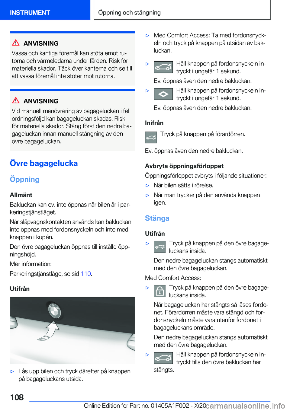 BMW X7 2021  InstruktionsbÖcker (in Swedish) �A�N�V�I�S�N�I�N�G
�V�a�s�s�a��o�c�h��k�a�n�t�i�g�a��f�