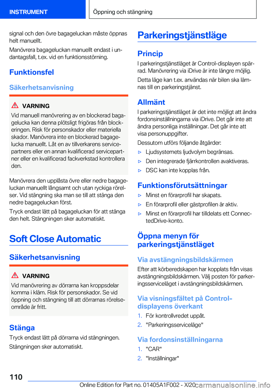 BMW X7 2021  InstruktionsbÖcker (in Swedish) �s�i�g�n�a�l��o�c�h��d�e�n��