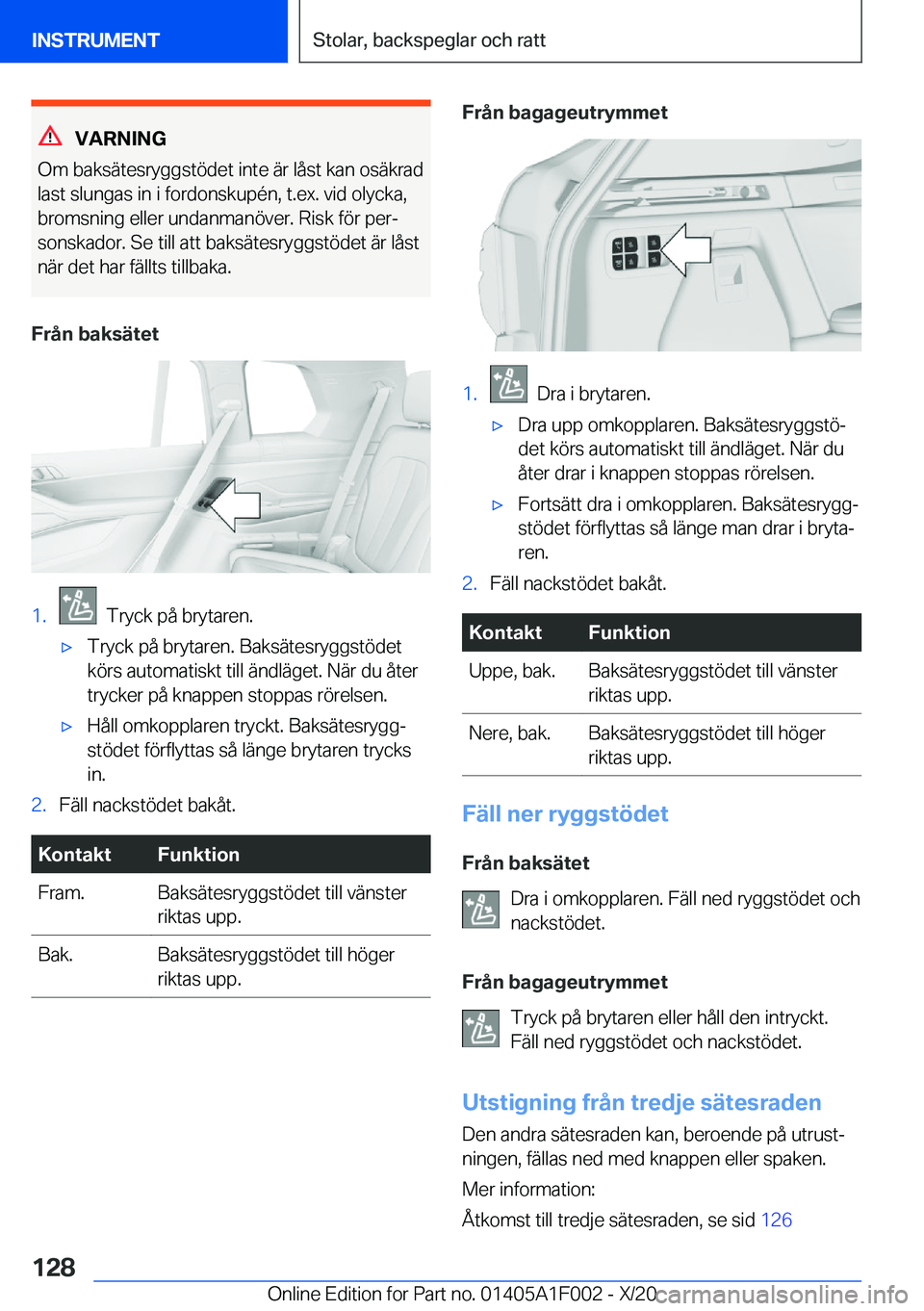 BMW X7 2021  InstruktionsbÖcker (in Swedish) �V�A�R�N�I�N�G
�O�m��b�a�k�s�ä�t�e�s�r�y�g�g�s�t�