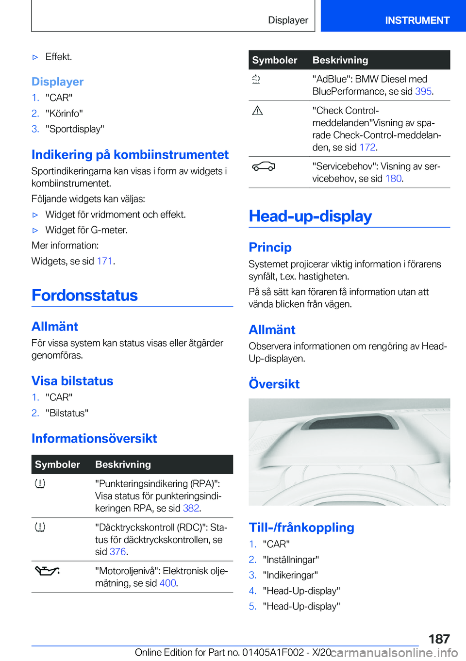 BMW X7 2021  InstruktionsbÖcker (in Swedish) 'x�E�f�f�e�k�t�.
�D�i�s�p�l�a�y�e�r
�1�.��C�A�R��2�.��K�