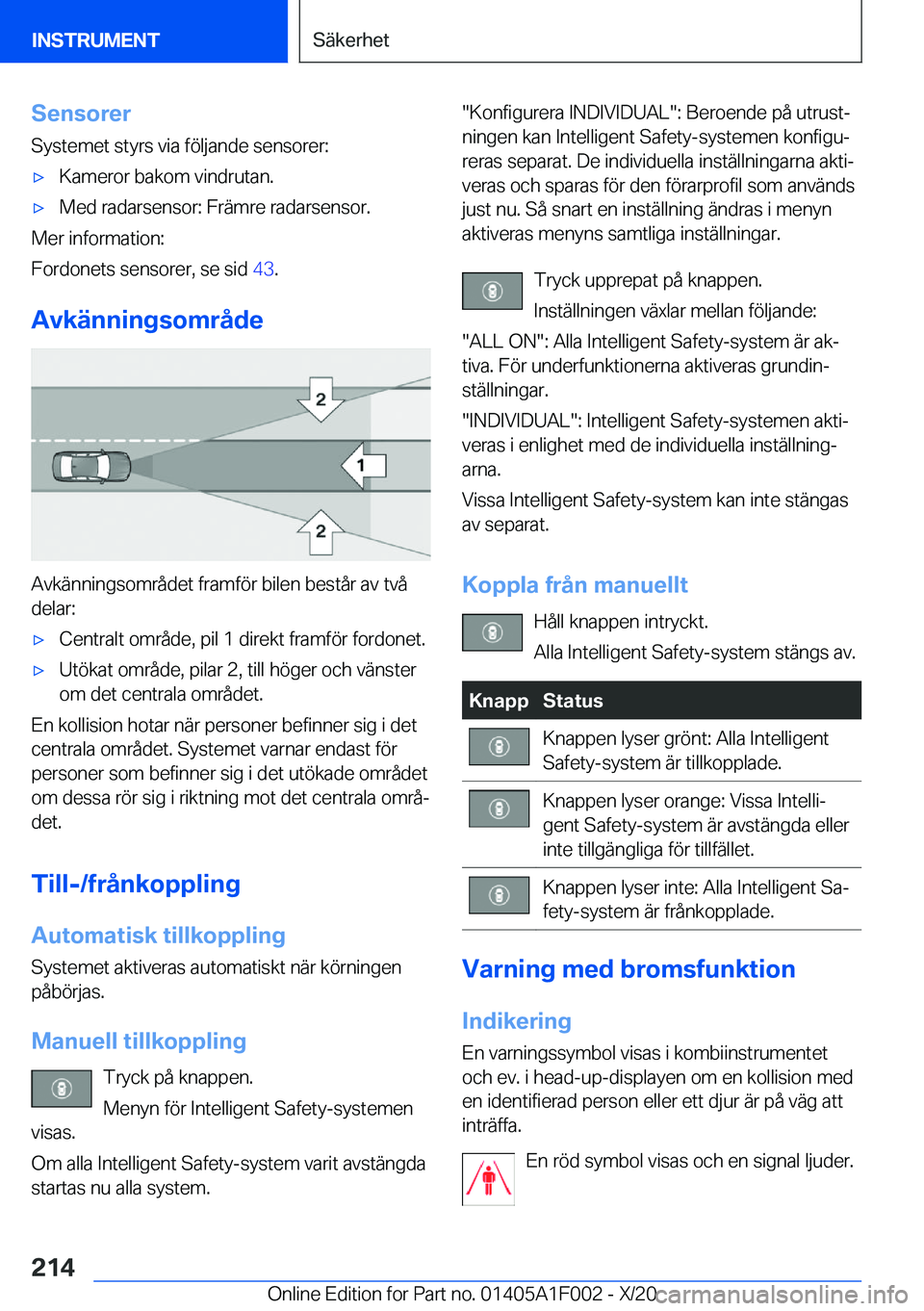 BMW X7 2021  InstruktionsbÖcker (in Swedish) �S�e�n�s�o�r�e�r�S�y�s�t�e�m�e�t��s�t�y�r�s��v�i�a��f�