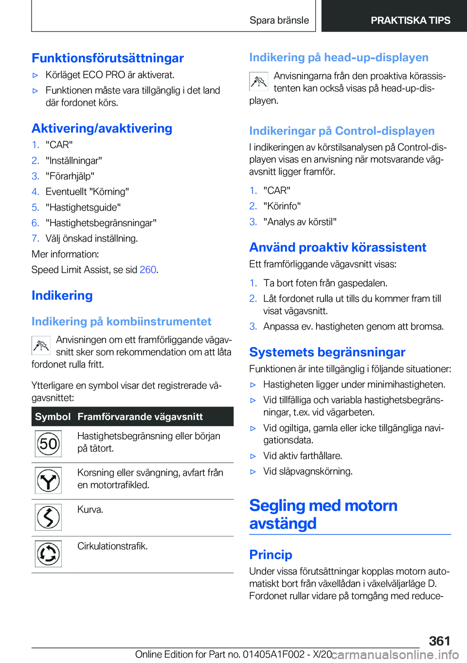 BMW X7 2021  InstruktionsbÖcker (in Swedish)  F u n k t i o n s f 