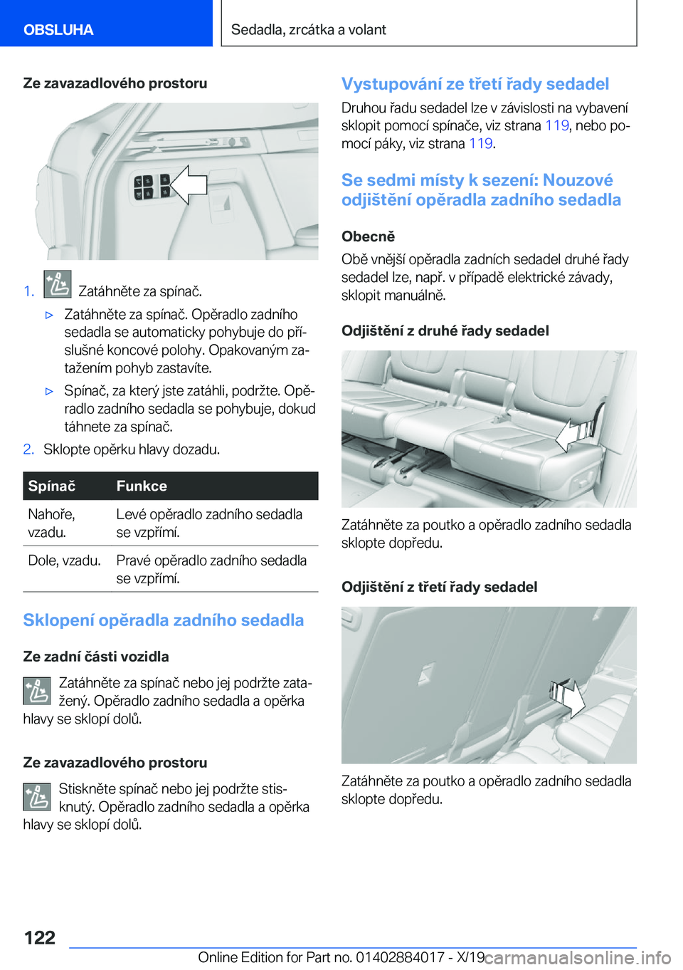 BMW X7 2020  Návod na použití (in Czech) �Z�e��z�a�v�a�z�a�d�l�o�v�