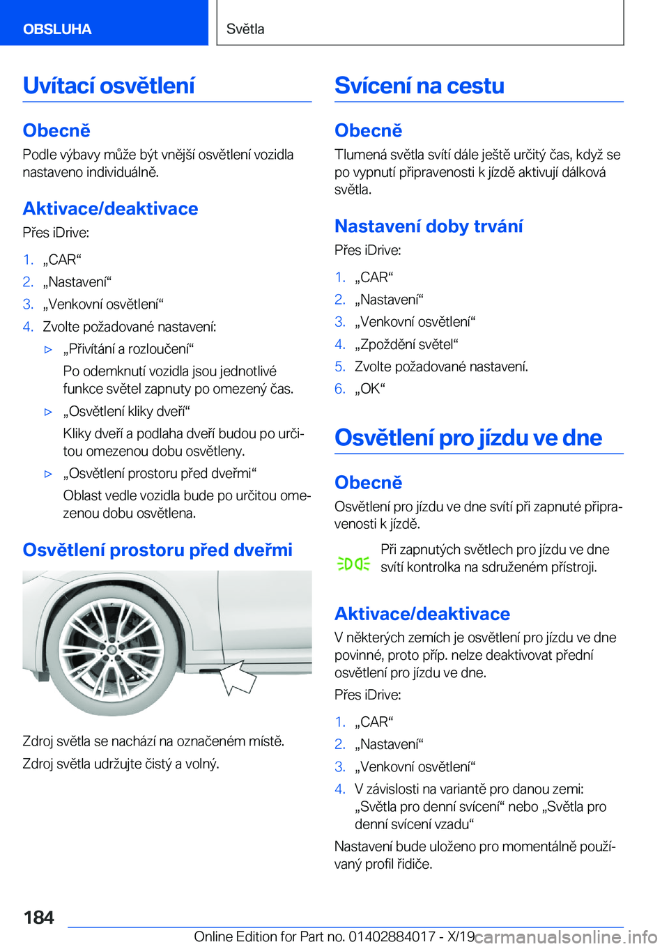 BMW X7 2020  Návod na použití (in Czech) �U�v�