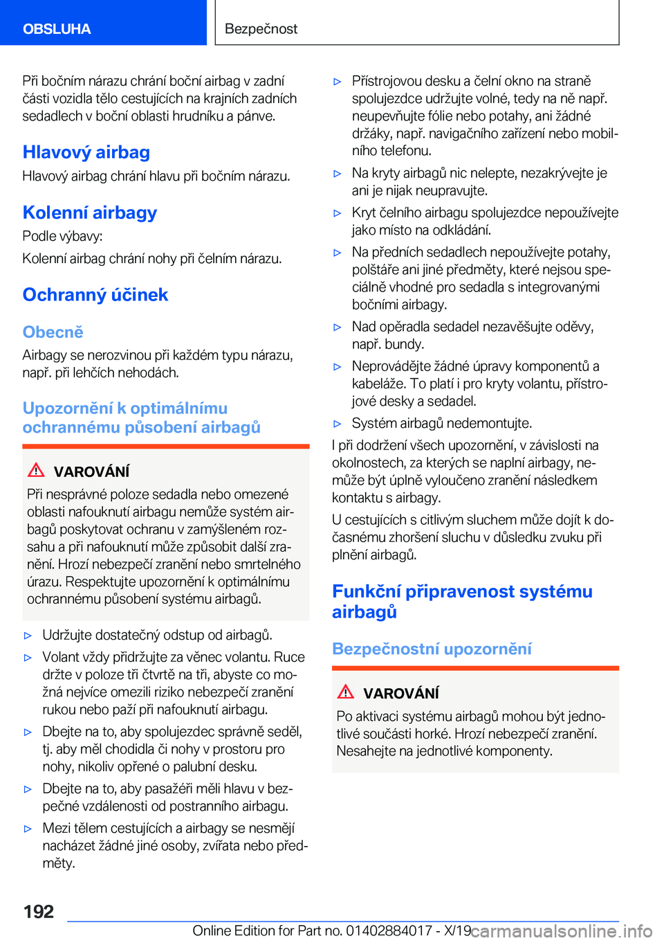 BMW X7 2020  Návod na použití (in Czech) �P�i��b�o�č�n�
