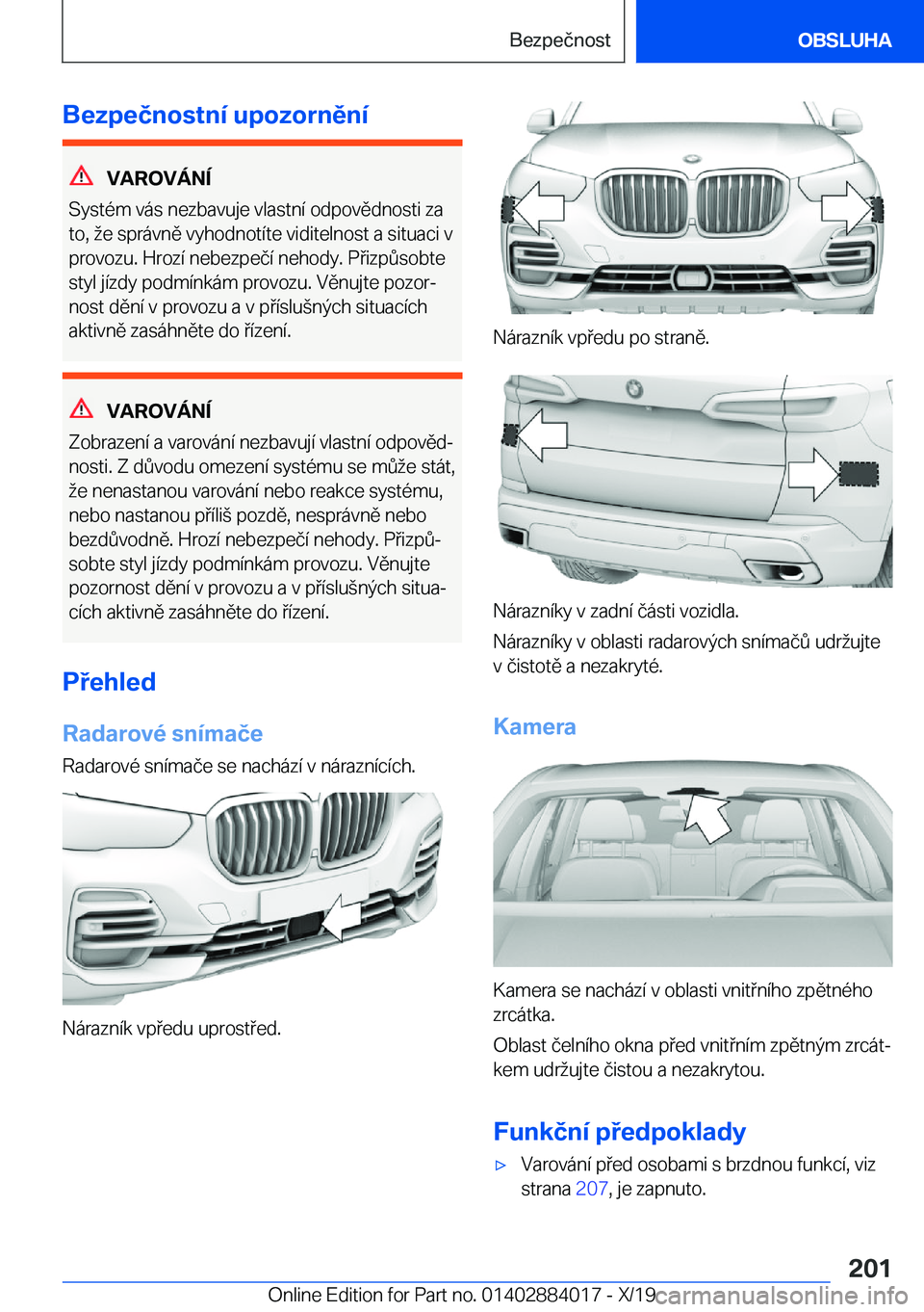 BMW X7 2020  Návod na použití (in Czech) �B�e�z�p�e�č�n�o�s�t�n�
