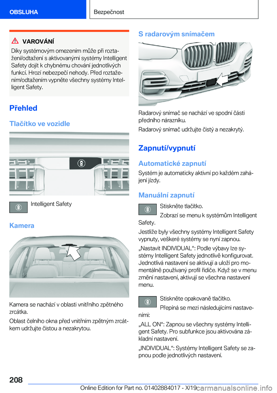 BMW X7 2020  Návod na použití (in Czech) �V�A�R�O�V�