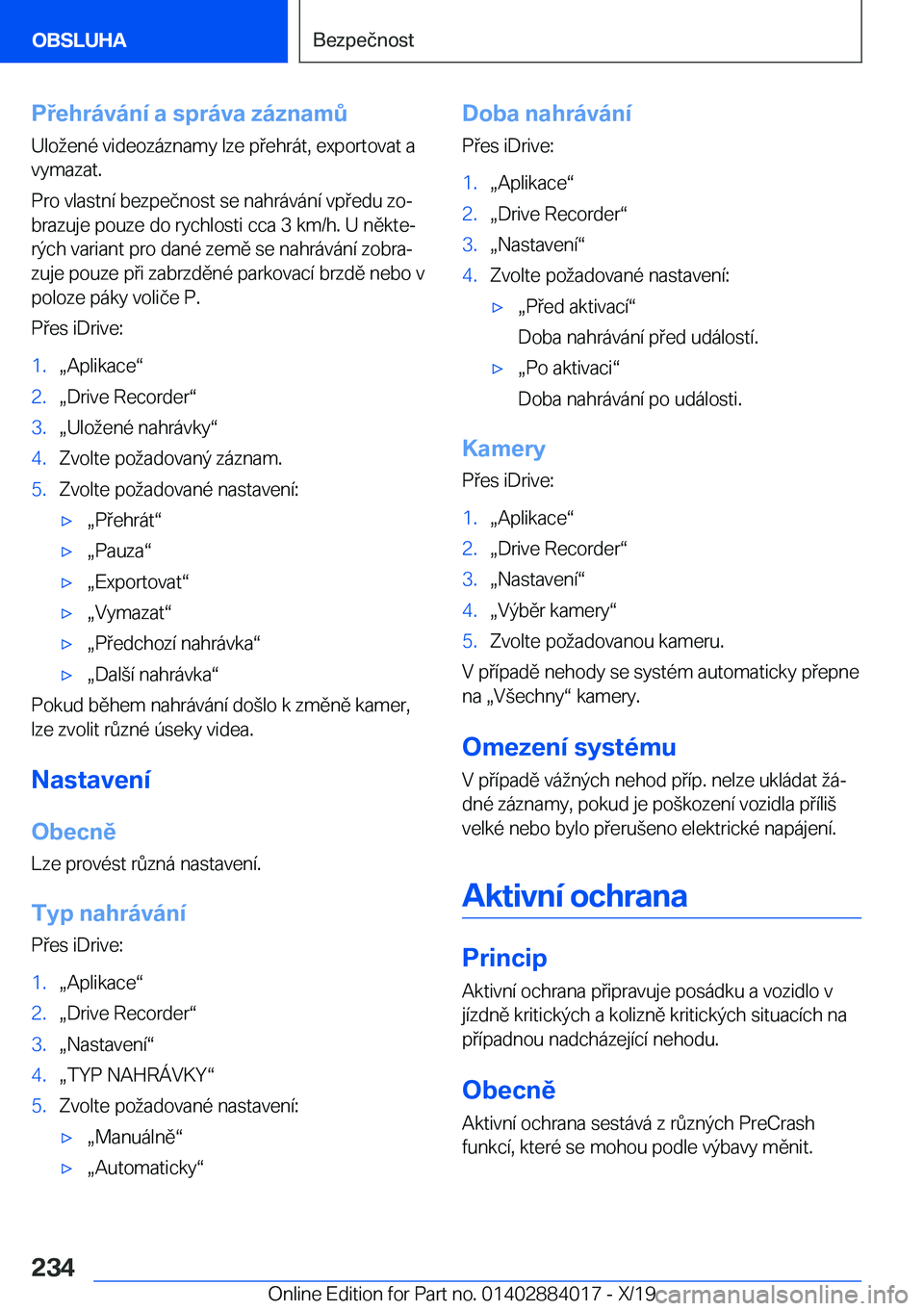 BMW X7 2020  Návod na použití (in Czech) �P�e�h�r�