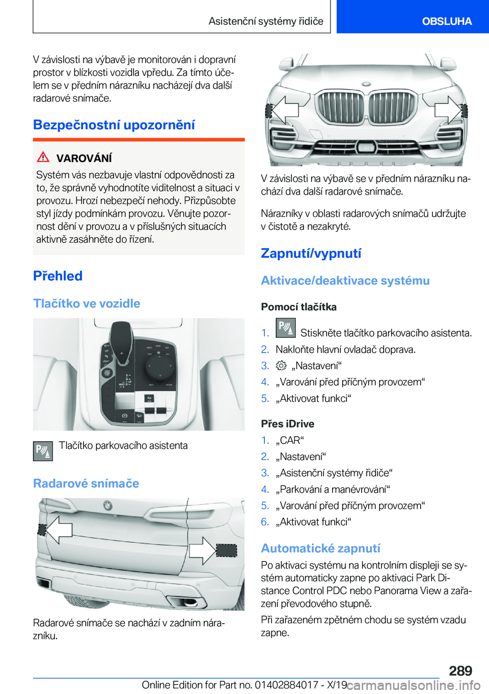 BMW X7 2020  Návod na použití (in Czech) �V��z�