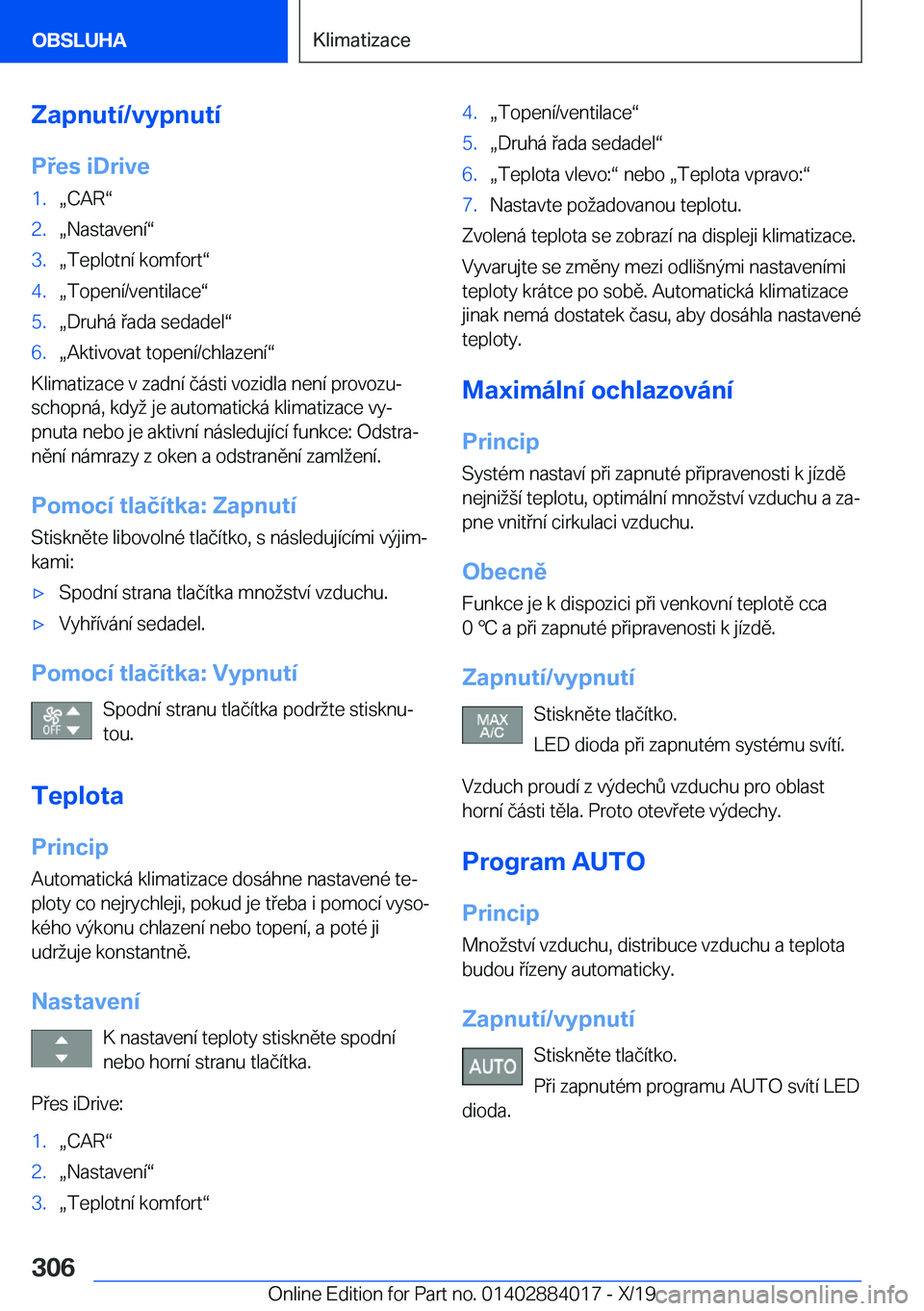 BMW X7 2020  Návod na použití (in Czech) �Z�a�p�n�u�t�