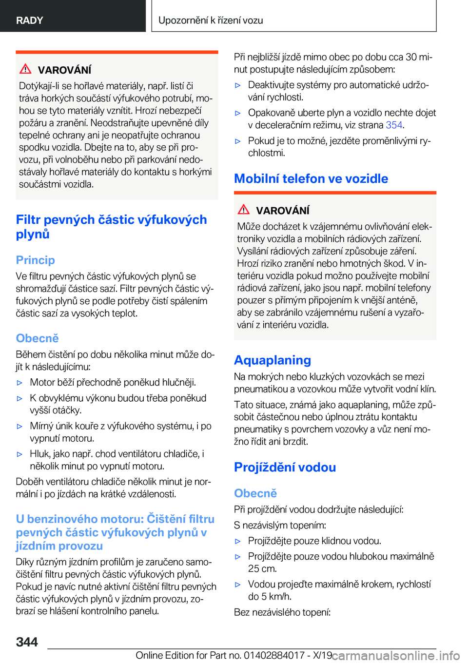 BMW X7 2020  Návod na použití (in Czech) �V�A�R�O�V�