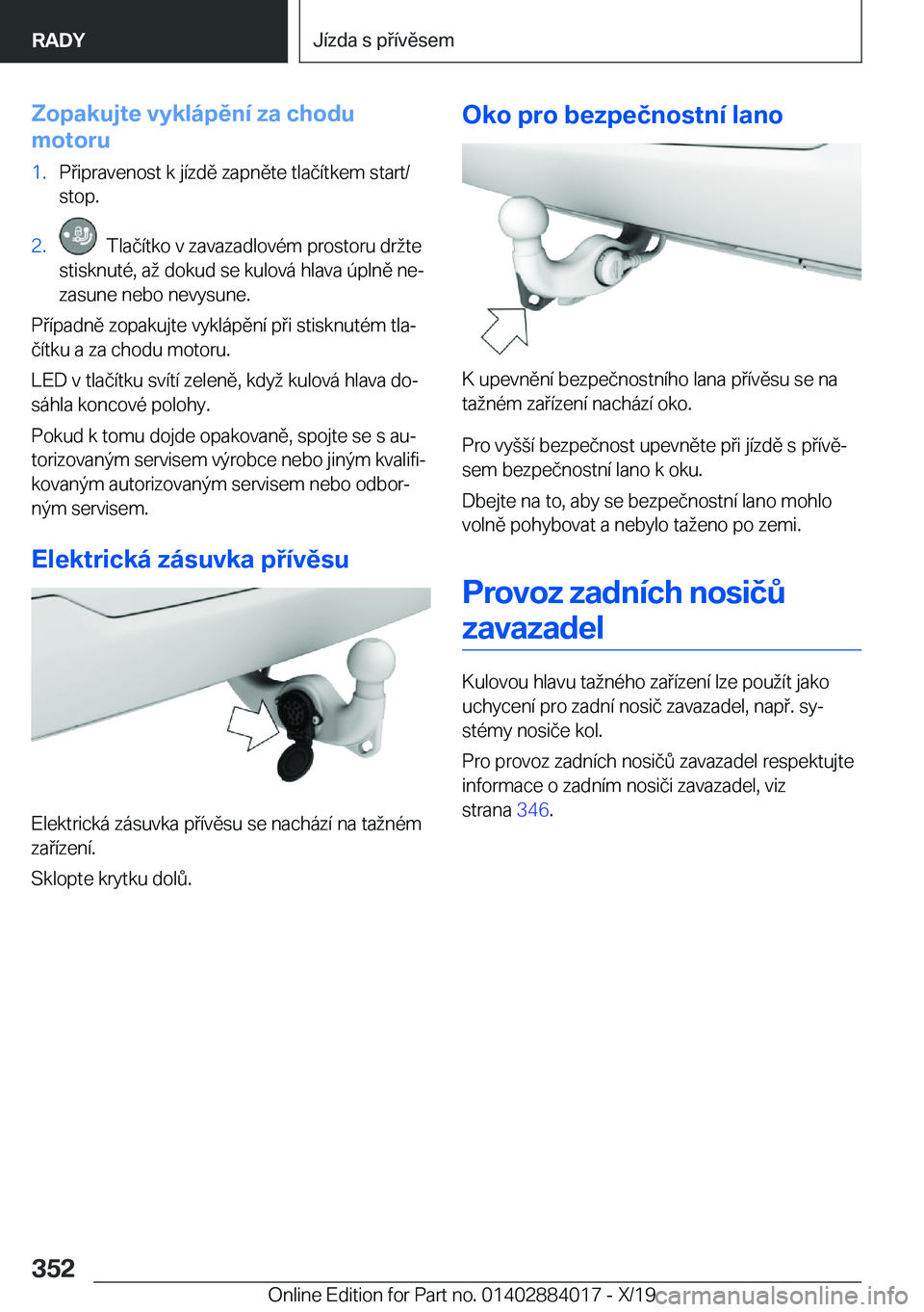 BMW X7 2020  Návod na použití (in Czech) �Z�o�p�a�k�u�j�t�e��v�y�k�l�
