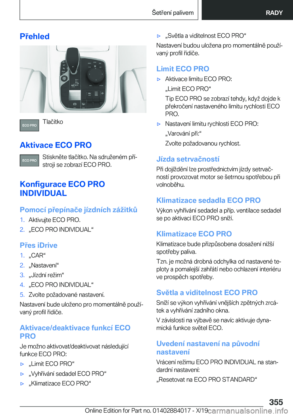 BMW X7 2020  Návod na použití (in Czech) �P�e�h�l�e�d
�T�l�a�č�