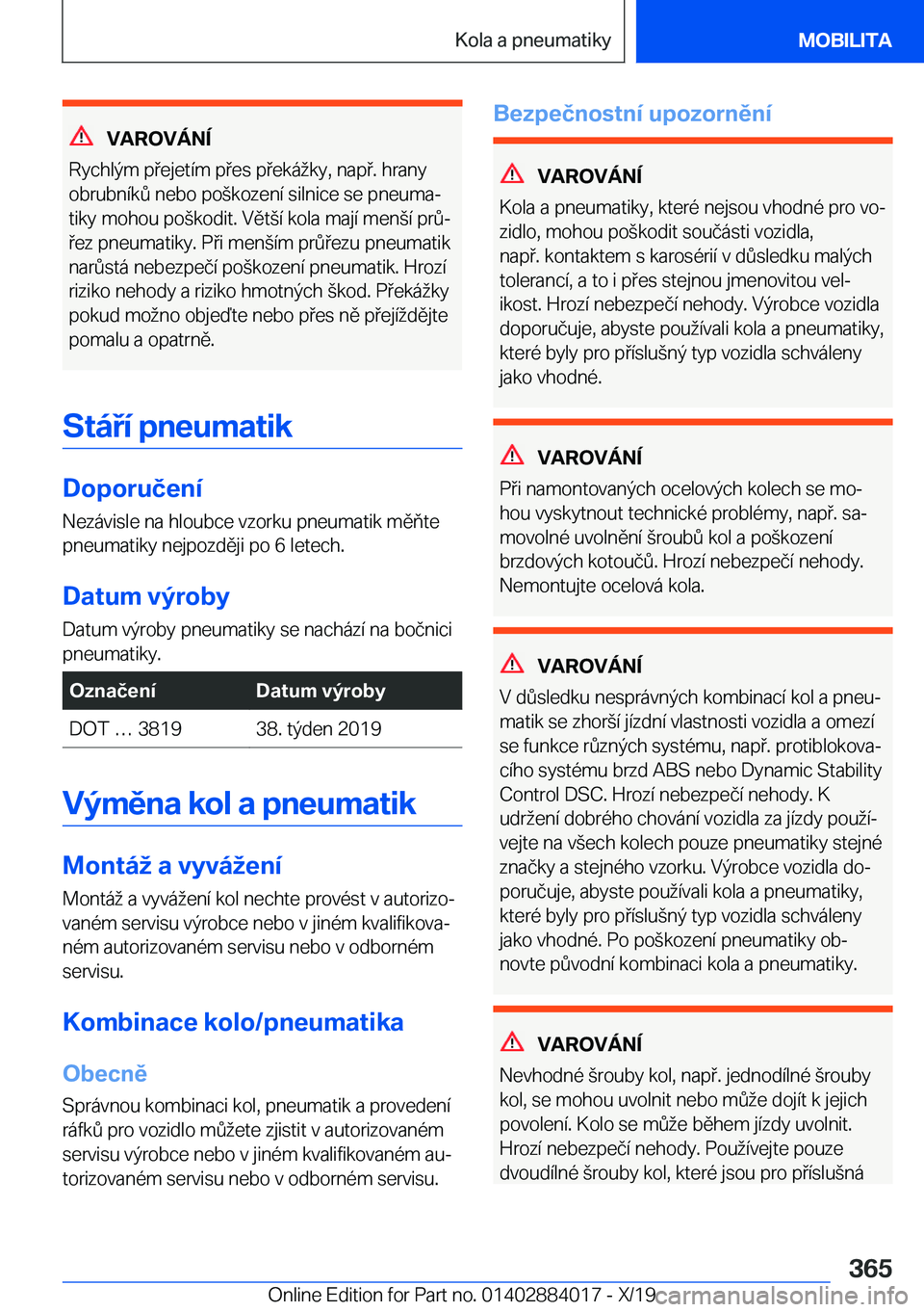 BMW X7 2020  Návod na použití (in Czech) �V�A�R�O�V�