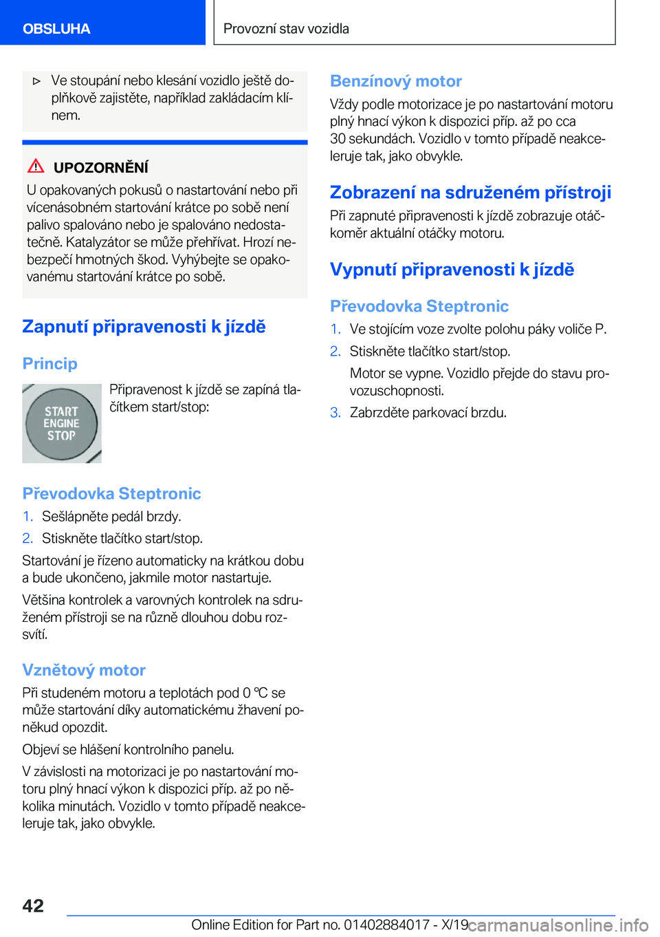 BMW X7 2020  Návod na použití (in Czech) x�V�e��s�t�o�u�p�