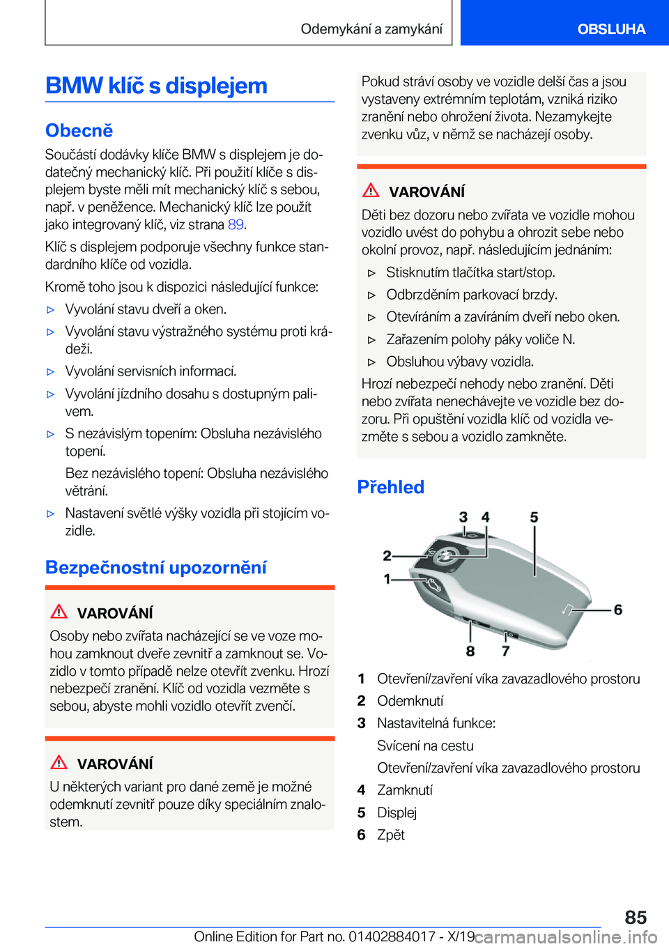 BMW X7 2020  Návod na použití (in Czech) �B�M�W��k�l�