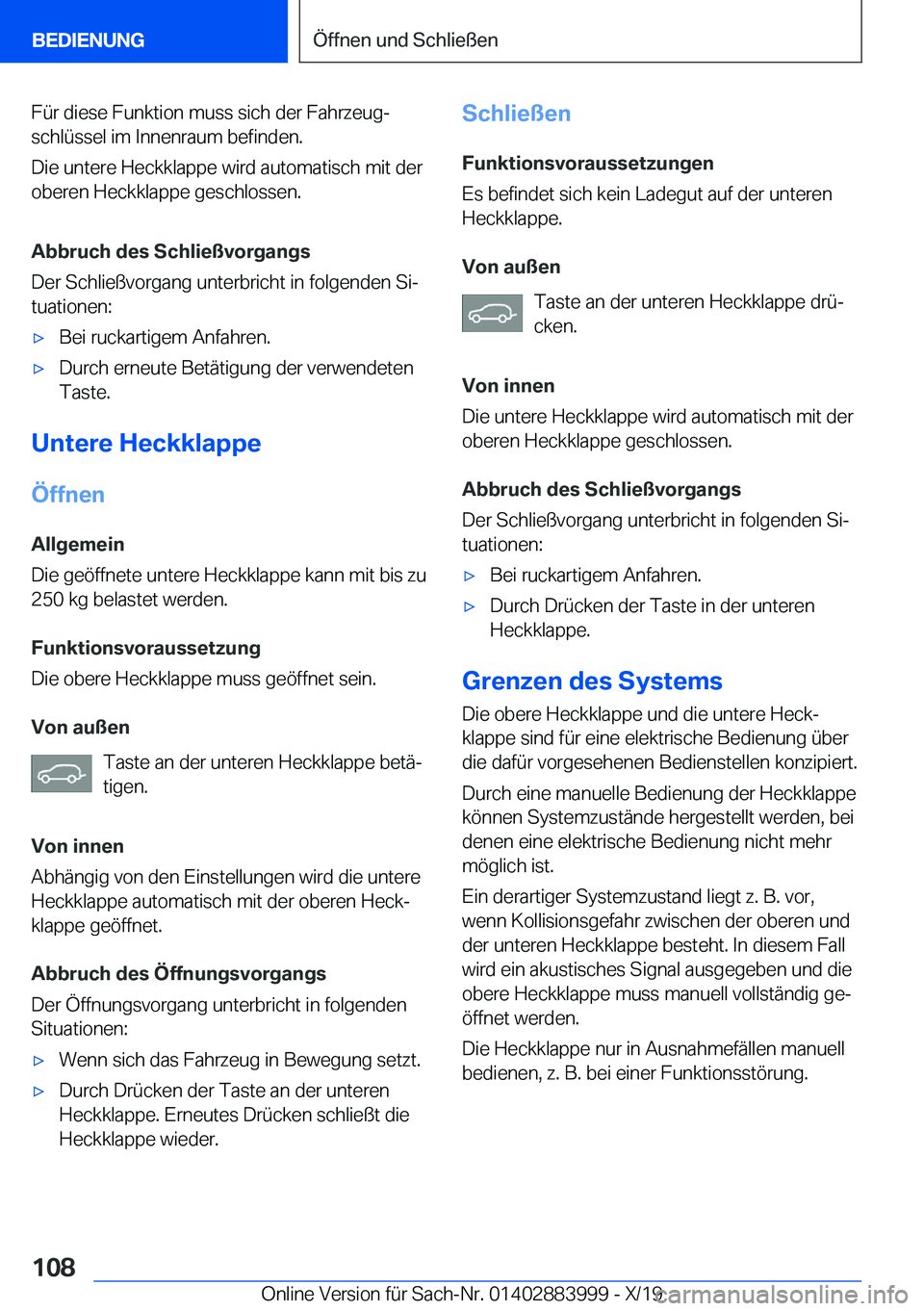 BMW X7 2020  Betriebsanleitungen (in German) �F�