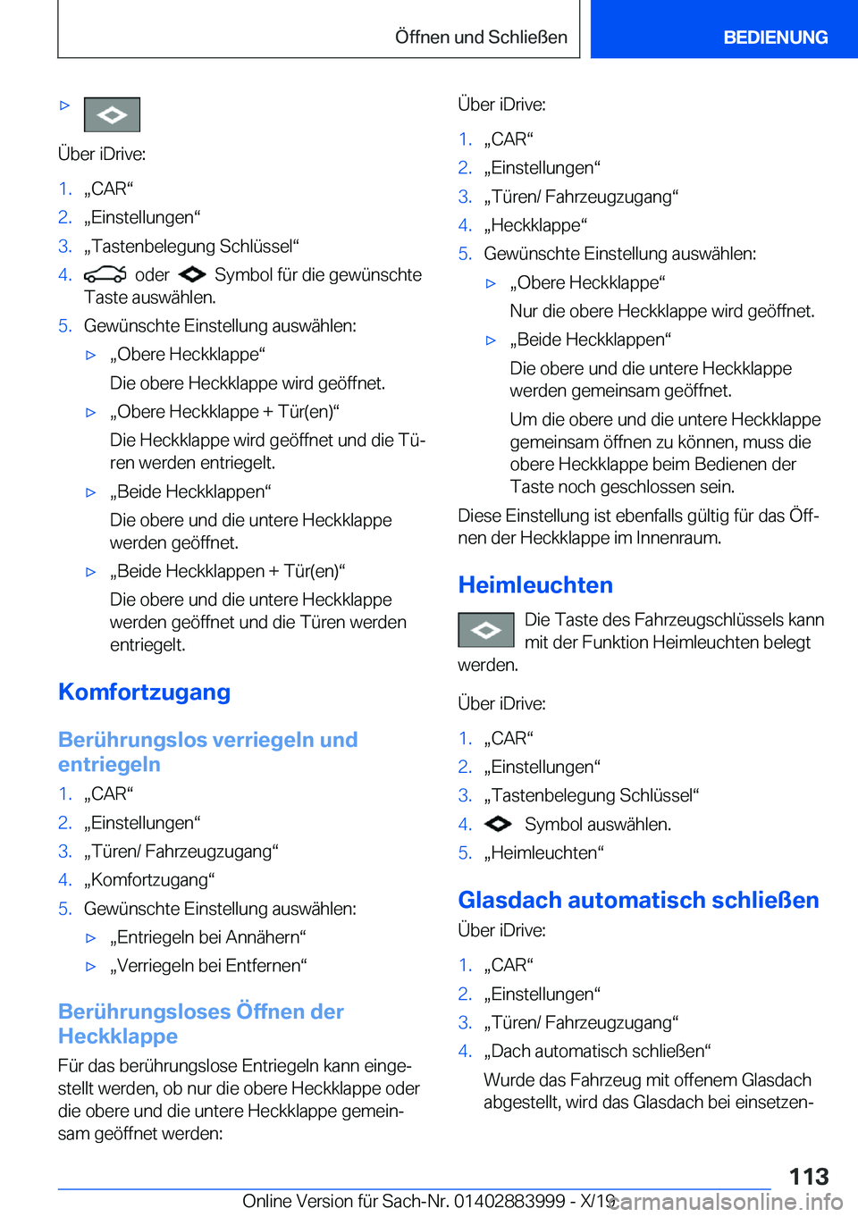 BMW X7 2020  Betriebsanleitungen (in German) x
�