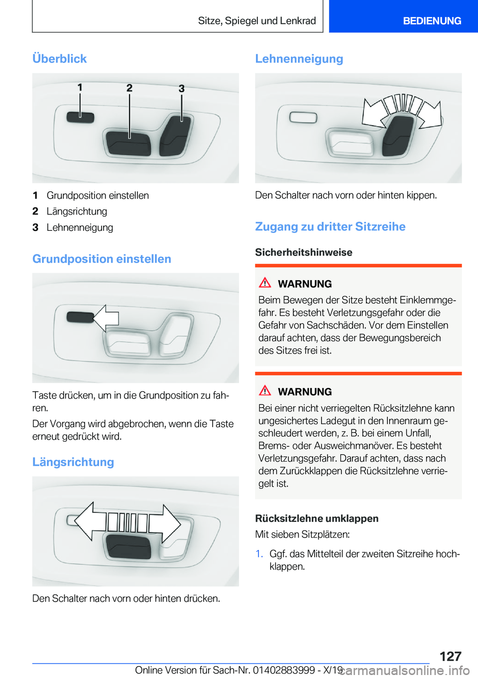 BMW X7 2020  Betriebsanleitungen (in German) �