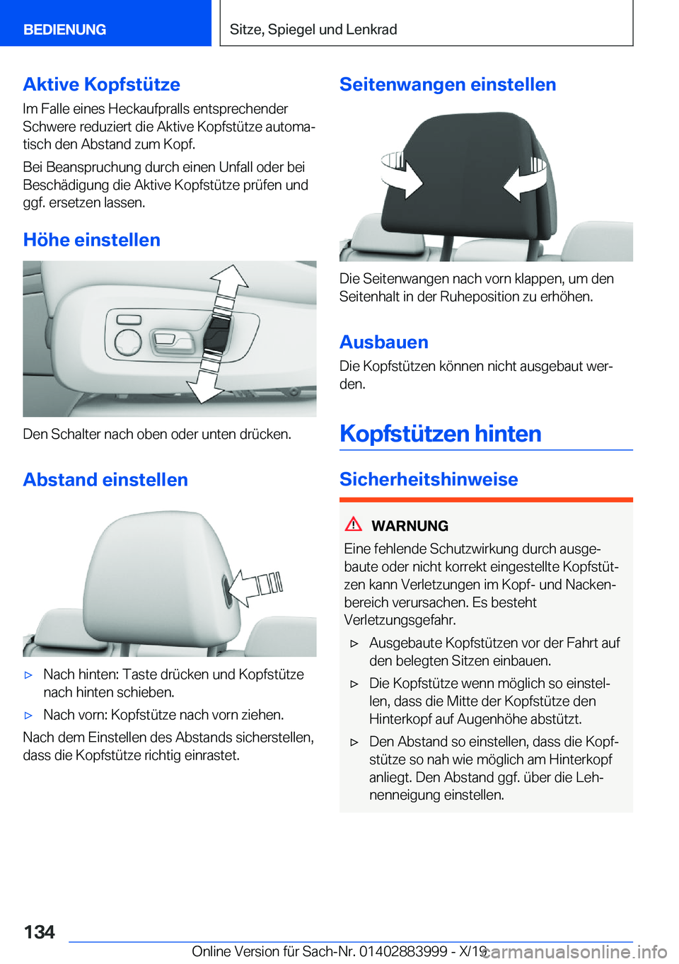 BMW X7 2020  Betriebsanleitungen (in German) �A�k�t�i�v�e��K�o�p�f�s�t�