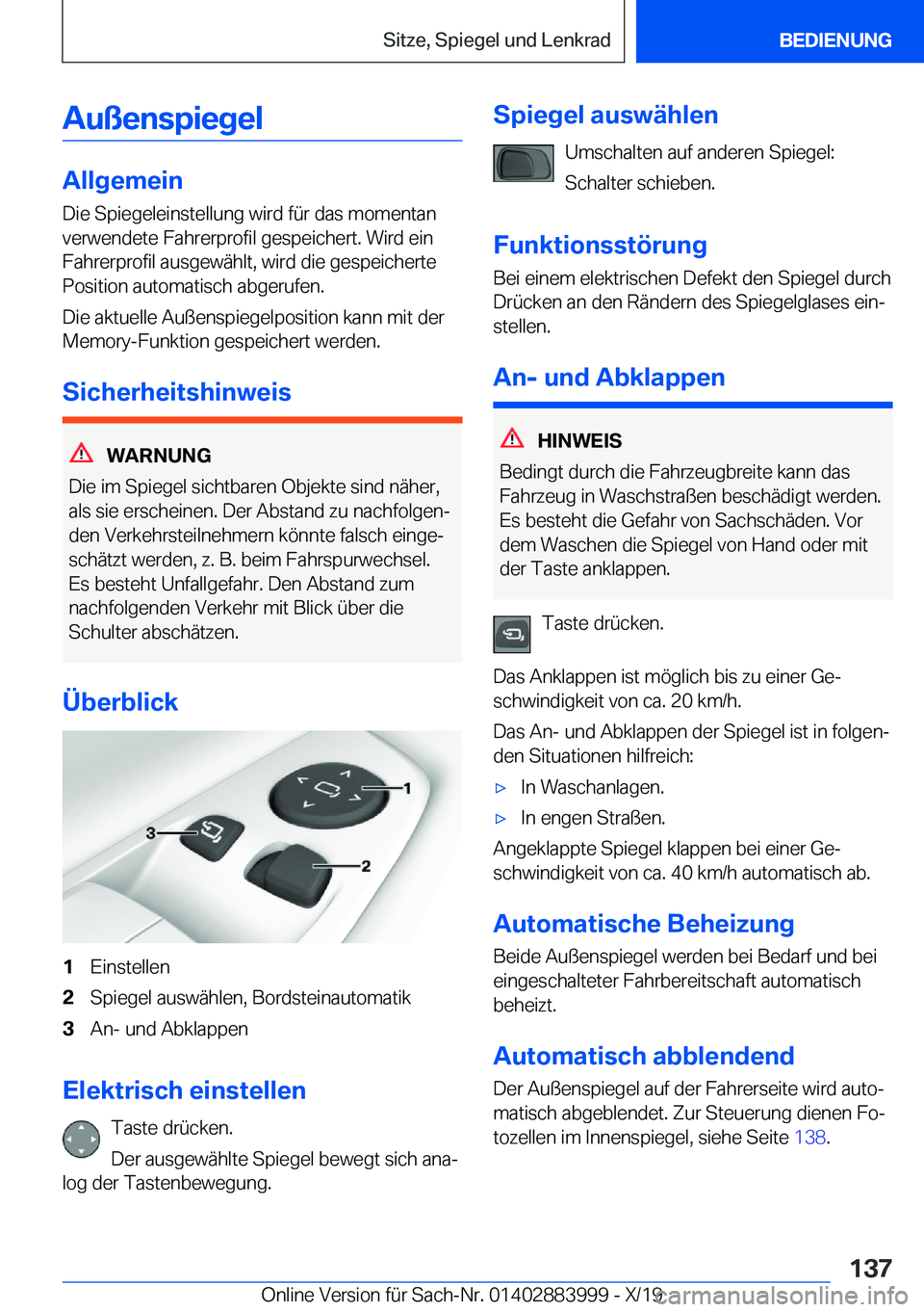 BMW X7 2020  Betriebsanleitungen (in German) �A�u�