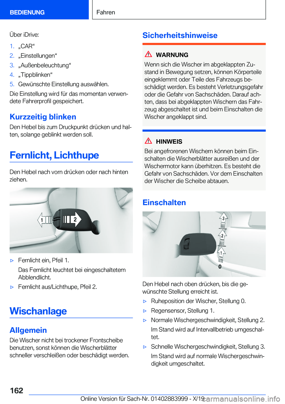 BMW X7 2020  Betriebsanleitungen (in German) �