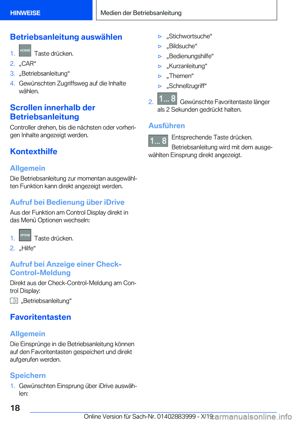 BMW X7 2020  Betriebsanleitungen (in German) �B�e�t�r�i�e�b�s�a�n�l�e�i�t�u�n�g��a�u�s�w�