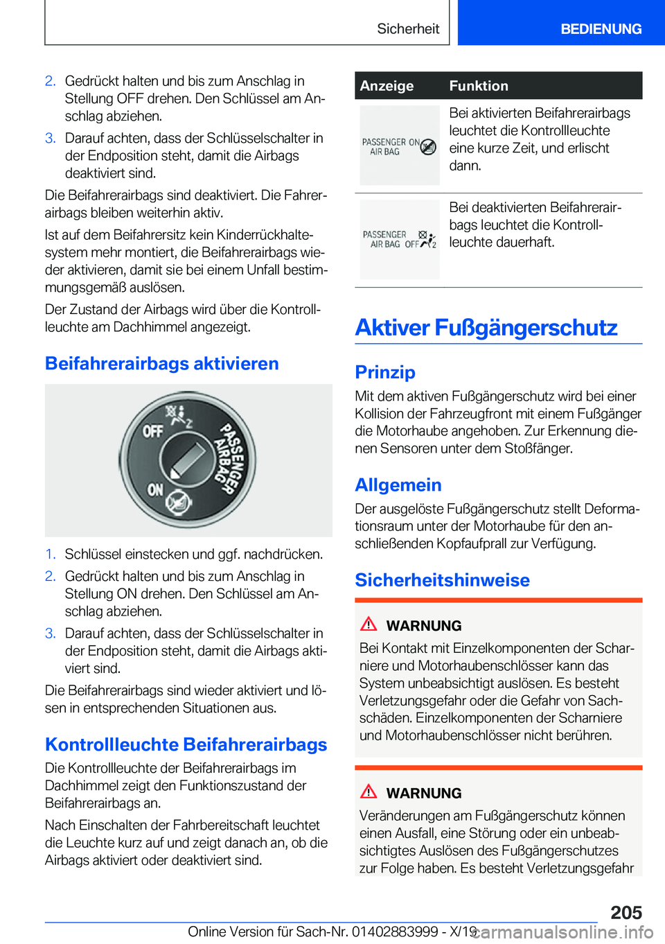 BMW X7 2020  Betriebsanleitungen (in German) �2�.�G�e�d�r�