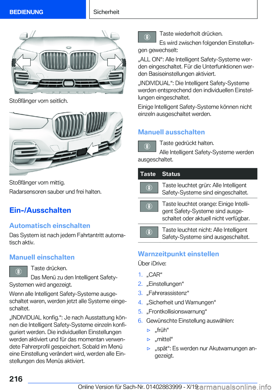 BMW X7 2020  Betriebsanleitungen (in German) �S�t�o�