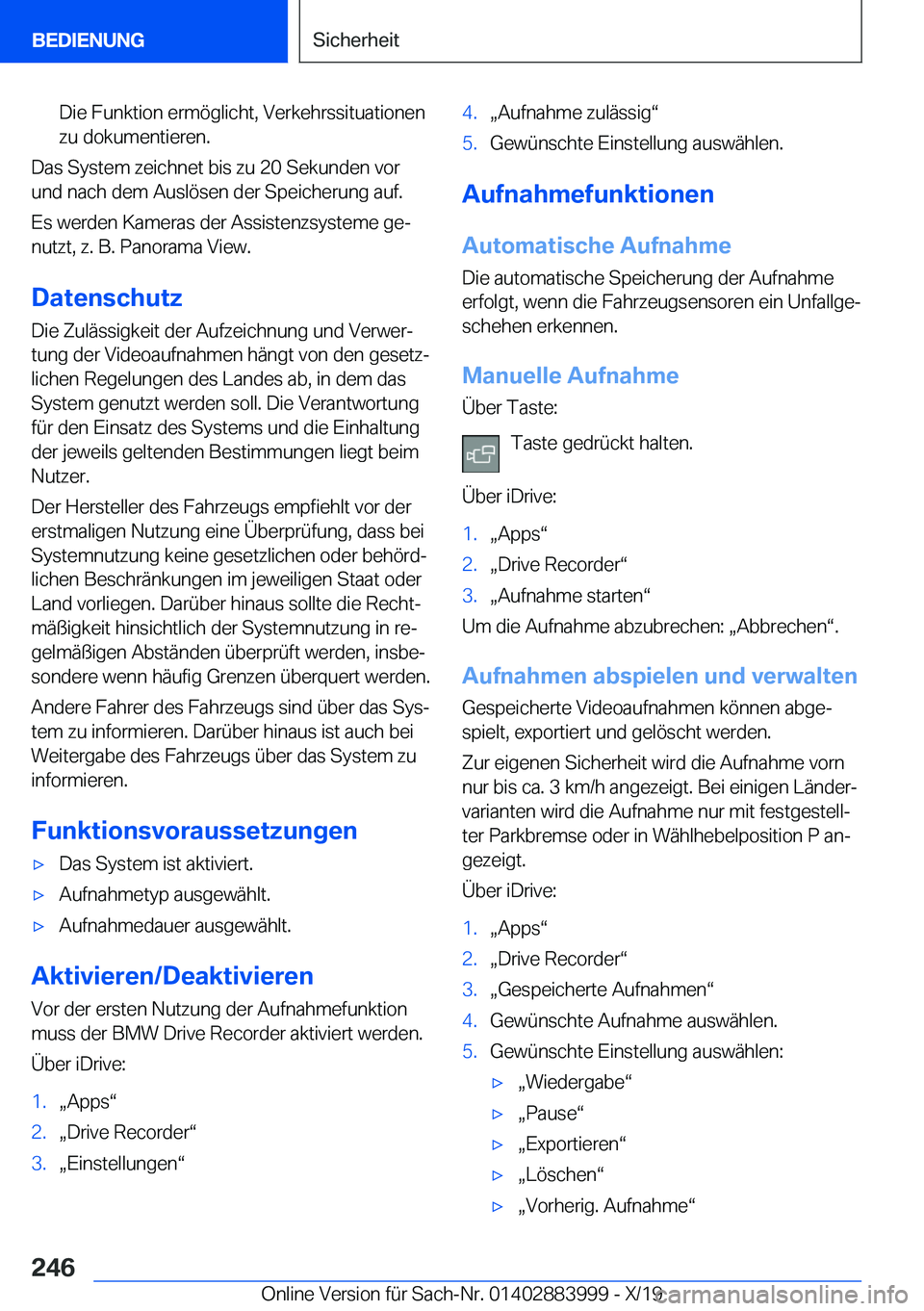 BMW X7 2020  Betriebsanleitungen (in German) �D�i�e��F�u�n�k�t�i�o�n��e�r�m�