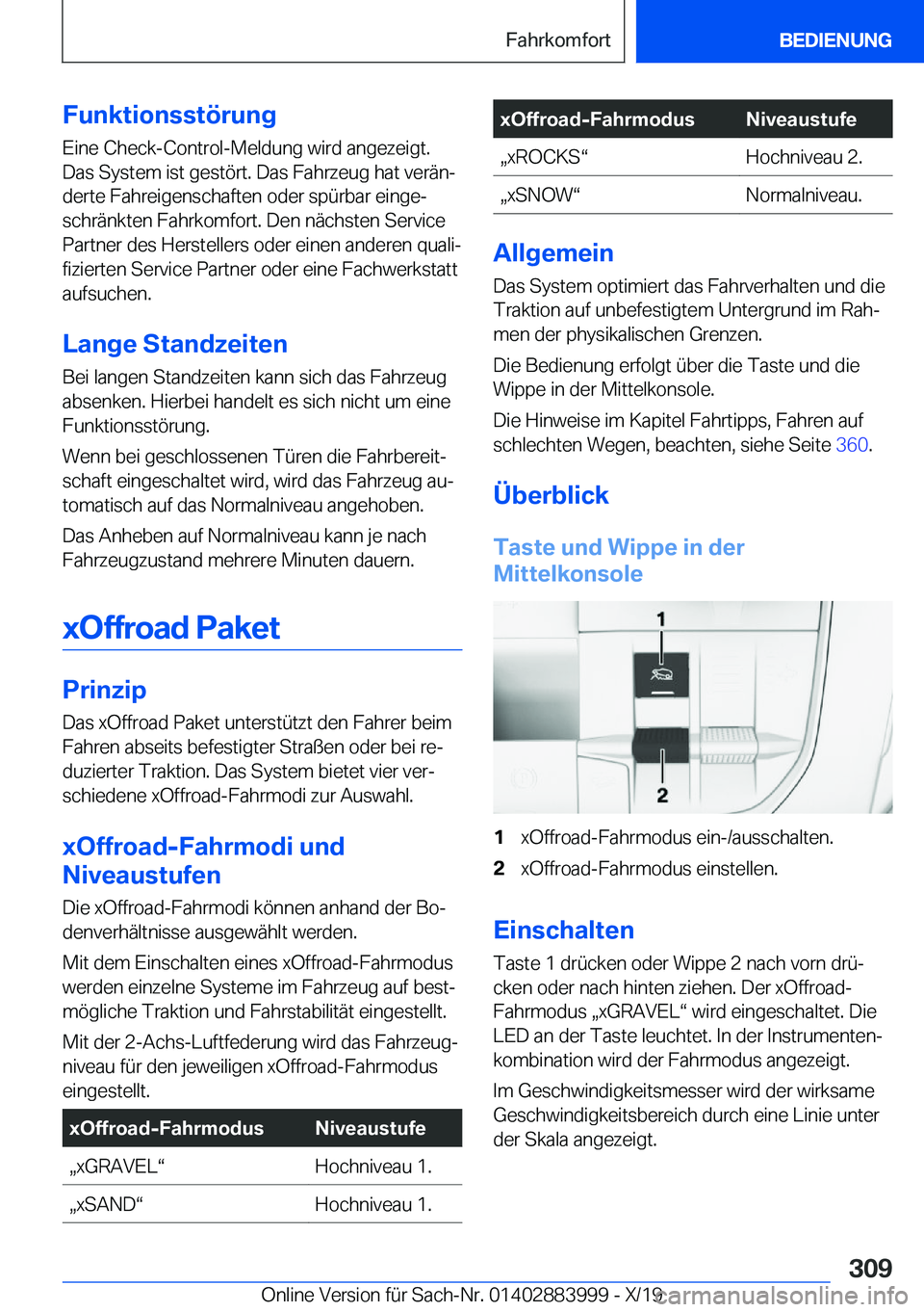 BMW X7 2020  Betriebsanleitungen (in German) �F�u�n�k�t�i�o�n�s�s�t�