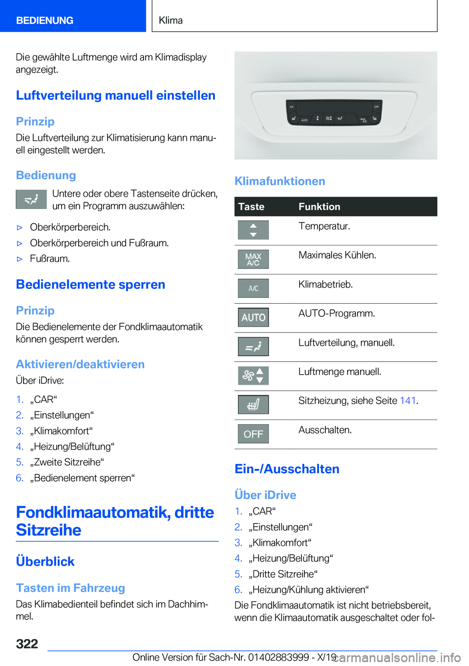 BMW X7 2020  Betriebsanleitungen (in German) �D�i�e��g�e�w�