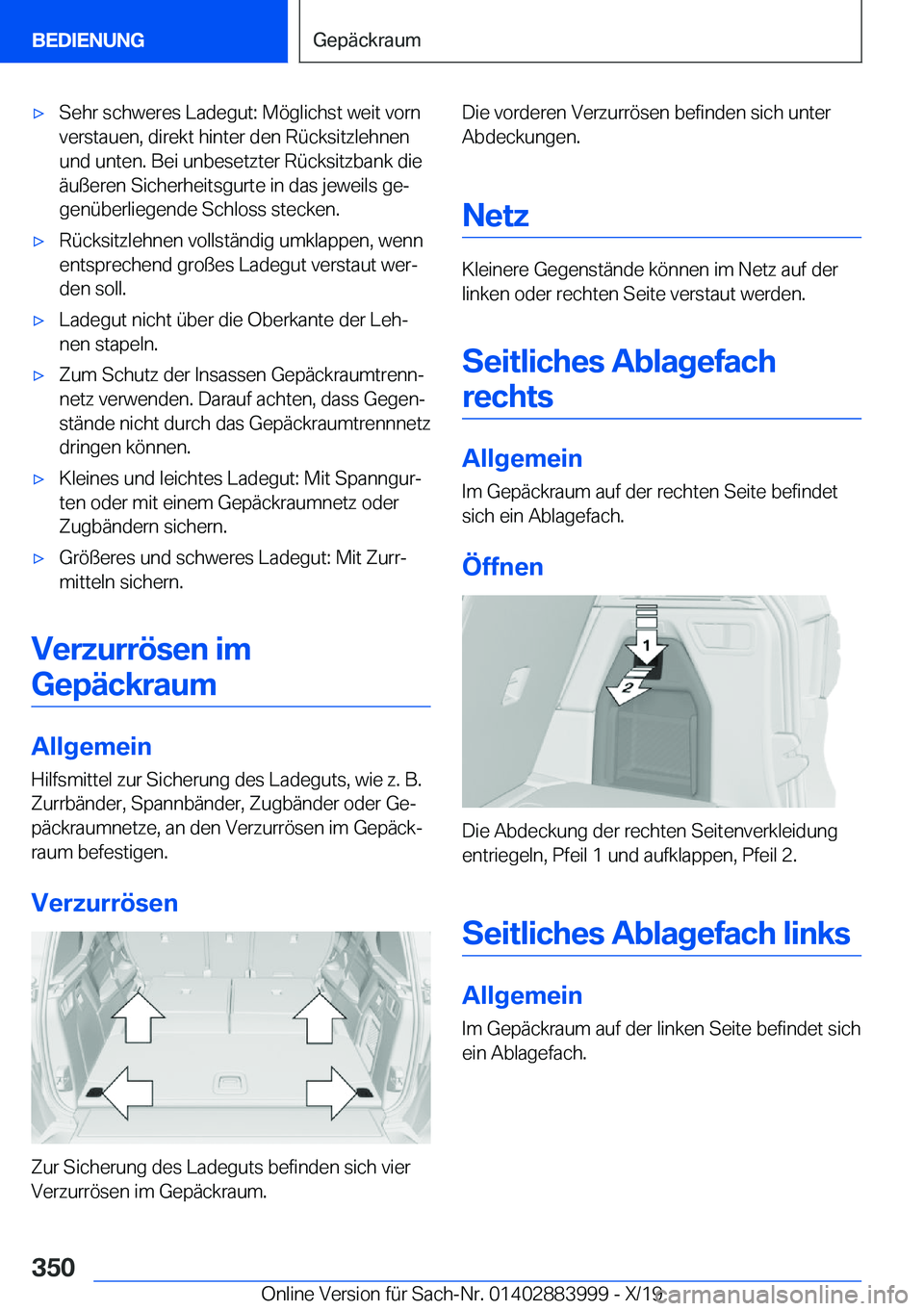 BMW X7 2020  Betriebsanleitungen (in German) x�S�e�h�r��s�c�h�w�e�r�e�s��L�a�d�e�g�u�t�:��M�
