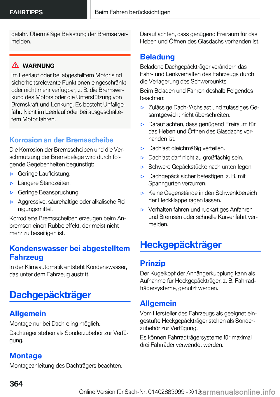 BMW X7 2020  Betriebsanleitungen (in German) �g�e�f�a�h�r�.��