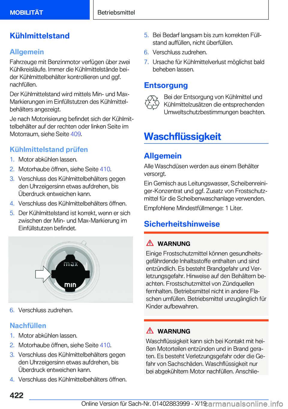 BMW X7 2020  Betriebsanleitungen (in German) �K�
