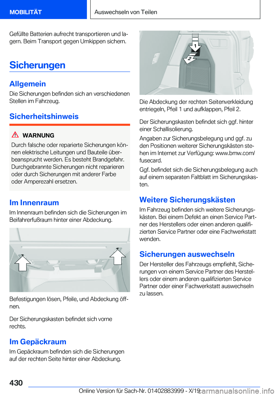 BMW X7 2020  Betriebsanleitungen (in German) �G�e�f�
