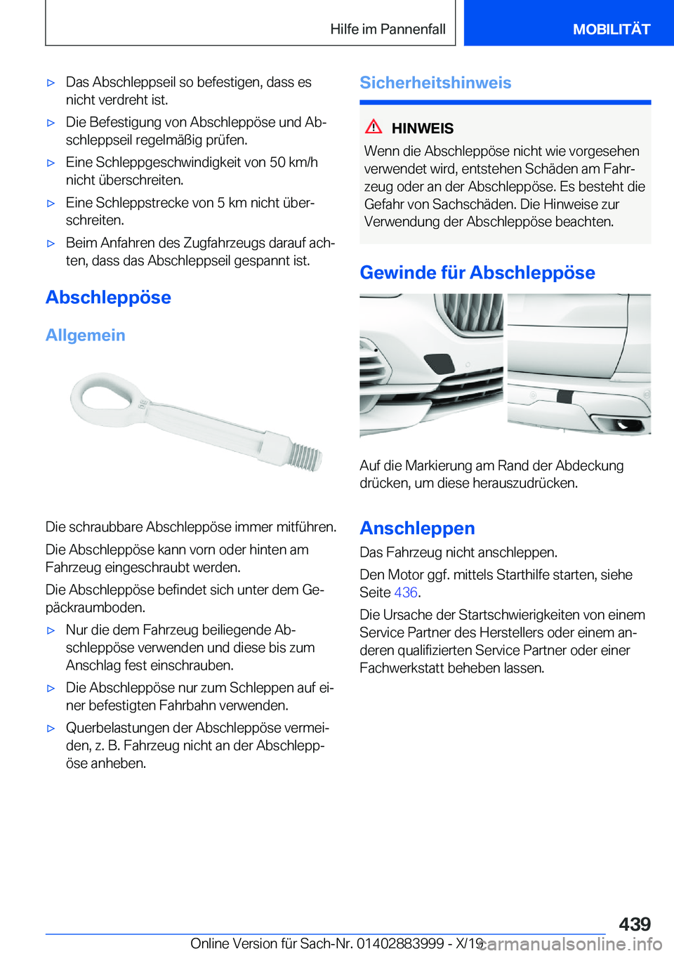 BMW X7 2020  Betriebsanleitungen (in German) x�D�a�s��A�b�s�c�h�l�e�p�p�s�e�i�l��s�o��b�e�f�e�s�t�i�g�e�n�,��d�a�s�s��e�s
�n�i�c�h�t��v�e�r�d�r�e�h�t��i�s�t�.x�D�i�e��B�e�f�e�s�t�i�g�u�n�g��v�o�n��A�b�s�c�h�l�e�p�p�