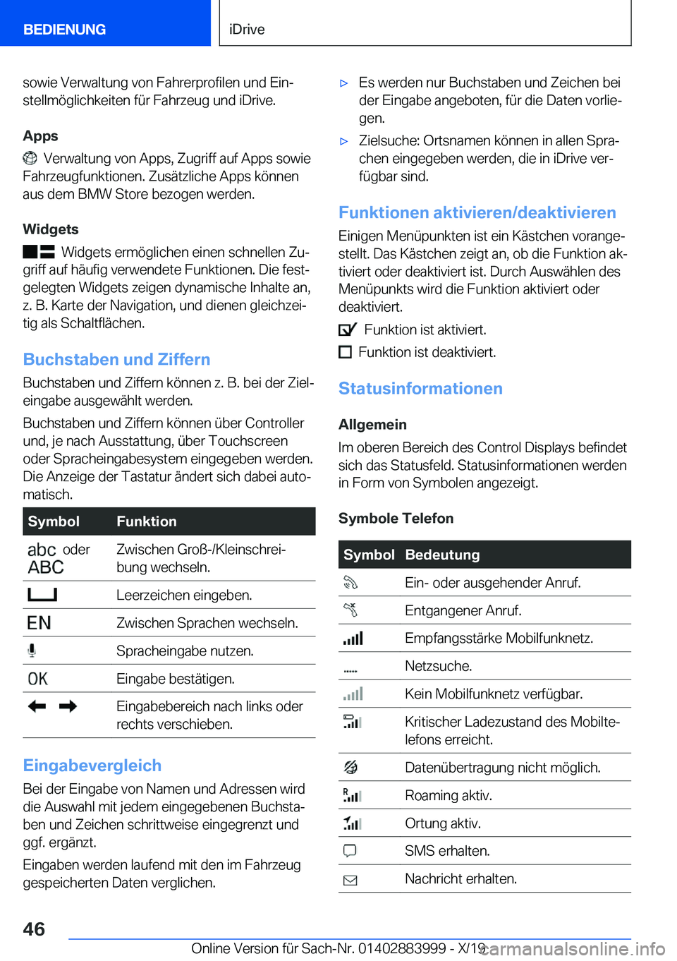 BMW X7 2020  Betriebsanleitungen (in German) �s�o�w�i�e��V�e�r�w�a�l�t�u�n�g��v�o�n��F�a�h�r�e�r�p�r�o�f�i�l�e�n��u�n�d��E�i�nj�s�t�e�l�l�m�