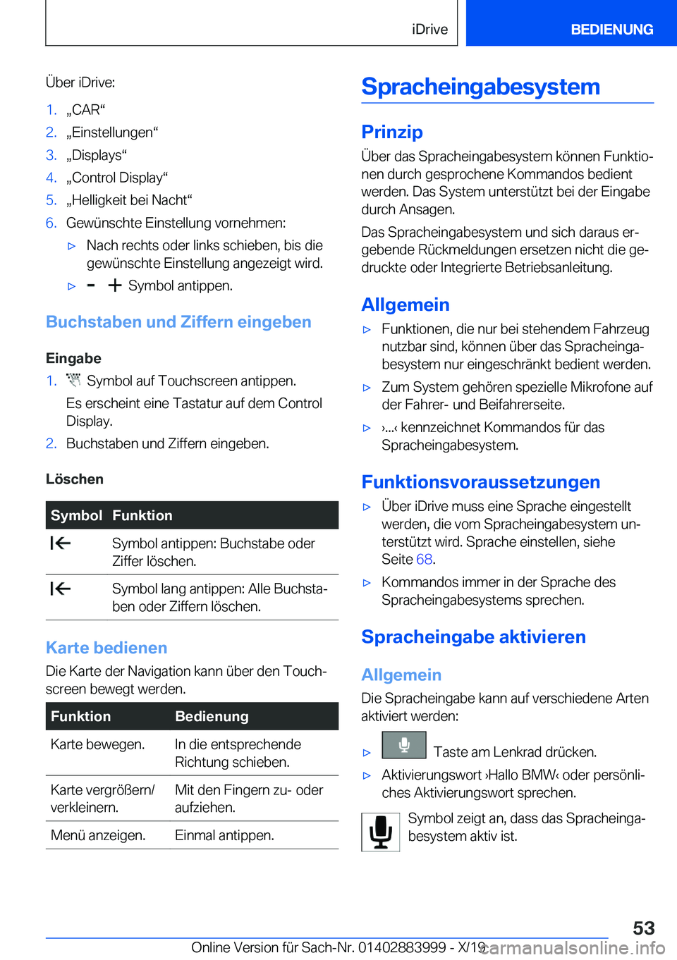 BMW X7 2020  Betriebsanleitungen (in German) �