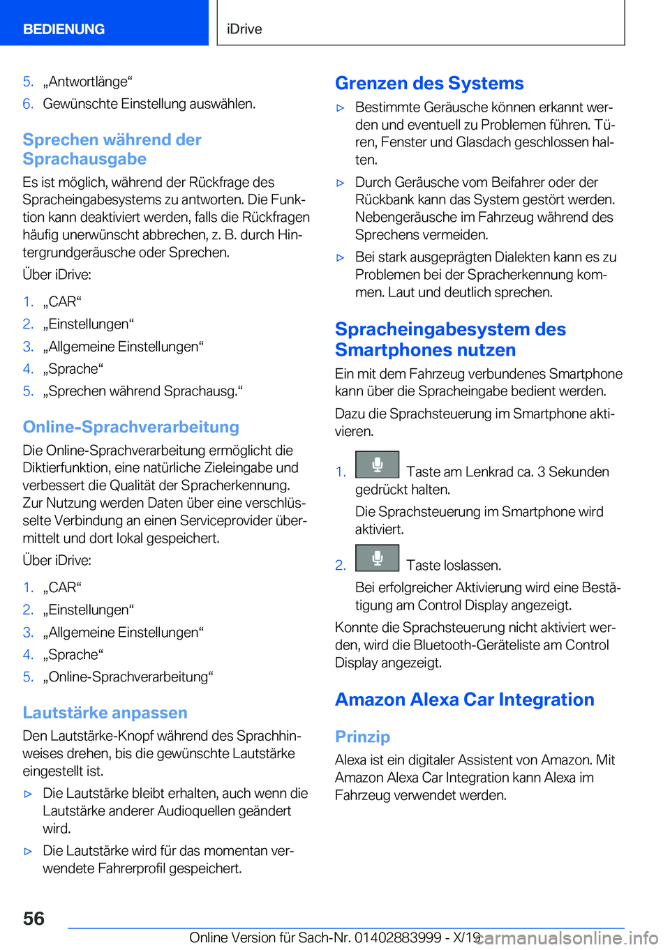 BMW X7 2020  Betriebsanleitungen (in German) �5�.x�A�n�t�w�o�r�t�l�