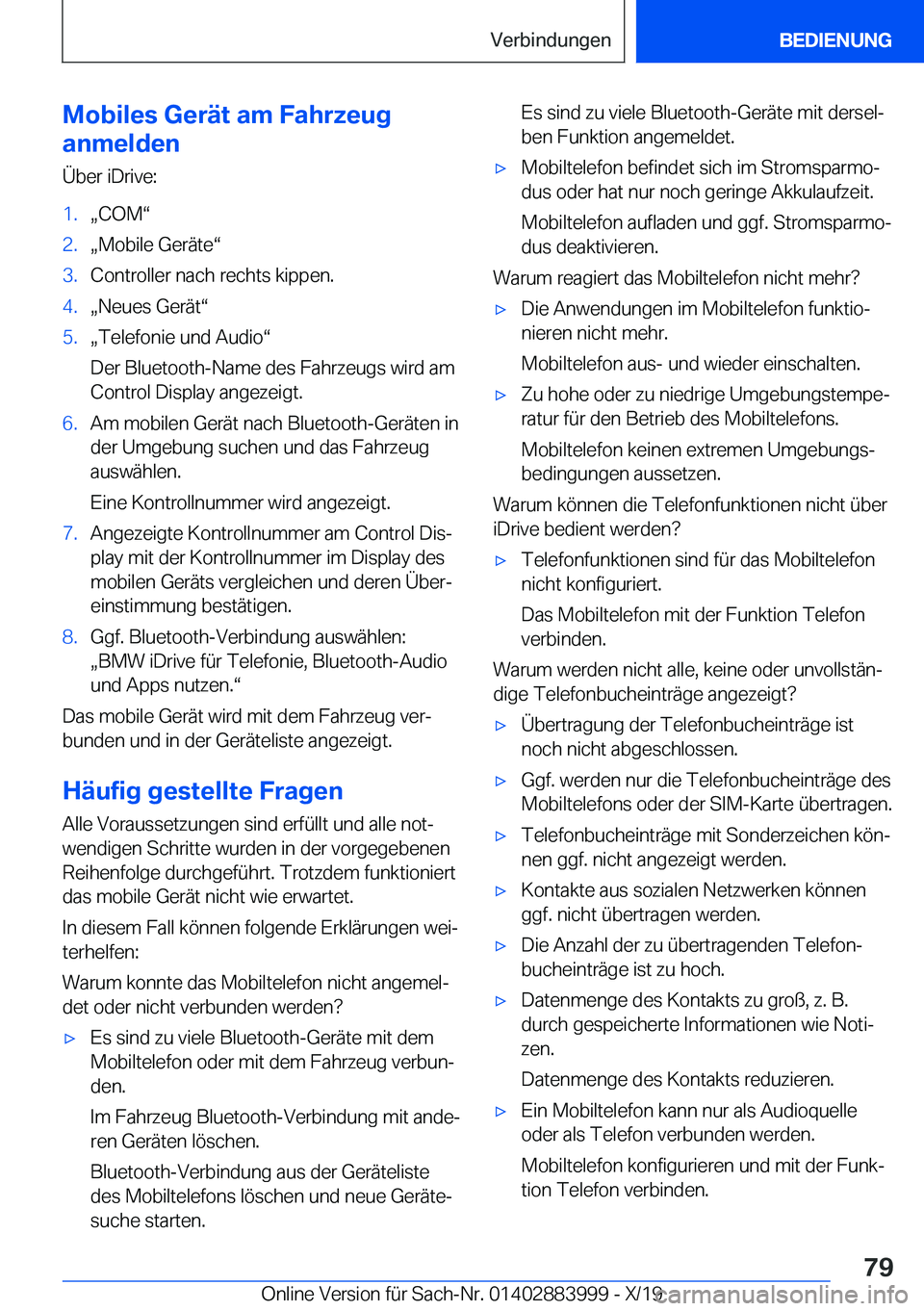 BMW X7 2020  Betriebsanleitungen (in German) �M�o�b�i�l�e�s��G�e�r�
