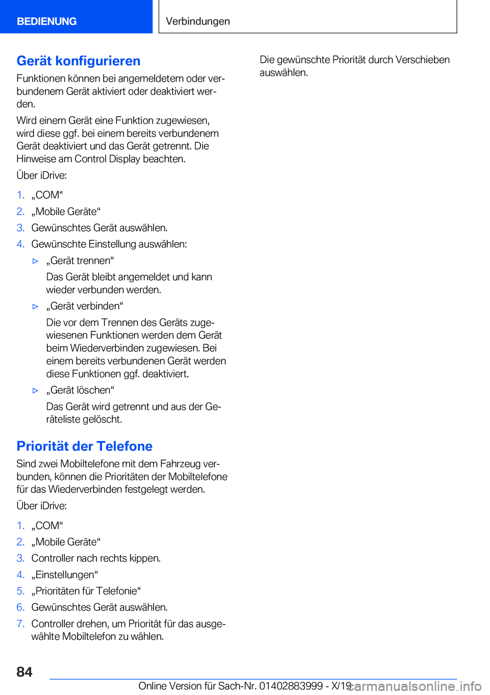 BMW X7 2020  Betriebsanleitungen (in German) �G�e�r�