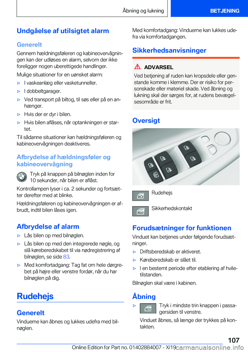 BMW X7 2020  InstruktionsbØger (in Danish) �U�n�d�g�å�e�l�s�e��a�f��u�t�i�l�s�i�g�t�e�t��a�l�a�r�m�G�e�n�e�r�e�l�t
�G�e�n�n�e�m��h�æ�l�d�n�i�n�g�s�f�