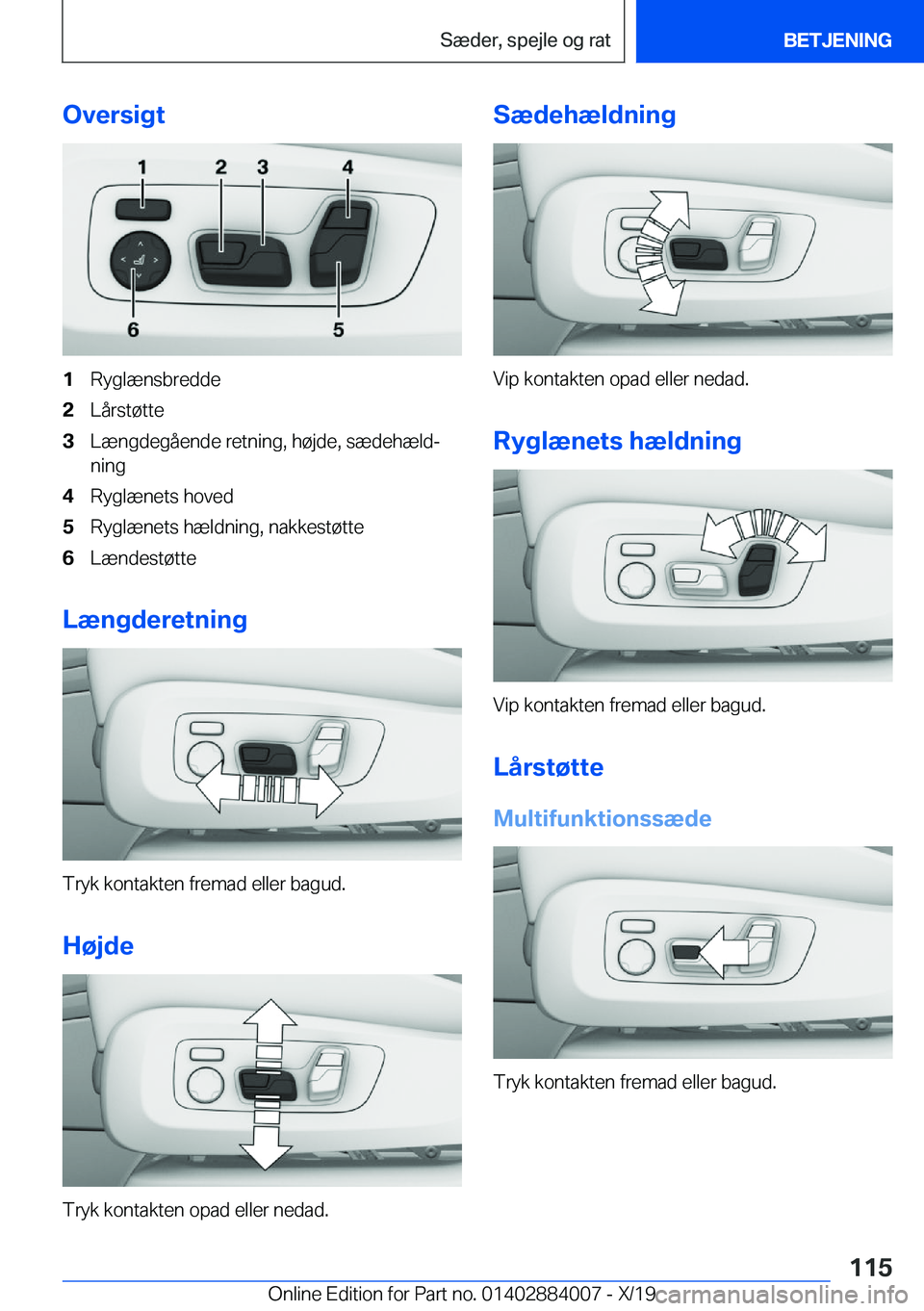 BMW X7 2020  InstruktionsbØger (in Danish) �O�v�e�r�s�i�g�t�1�R�y�g�l�æ�n�s�b�r�e�d�d�e�2�L�å�r�s�t�