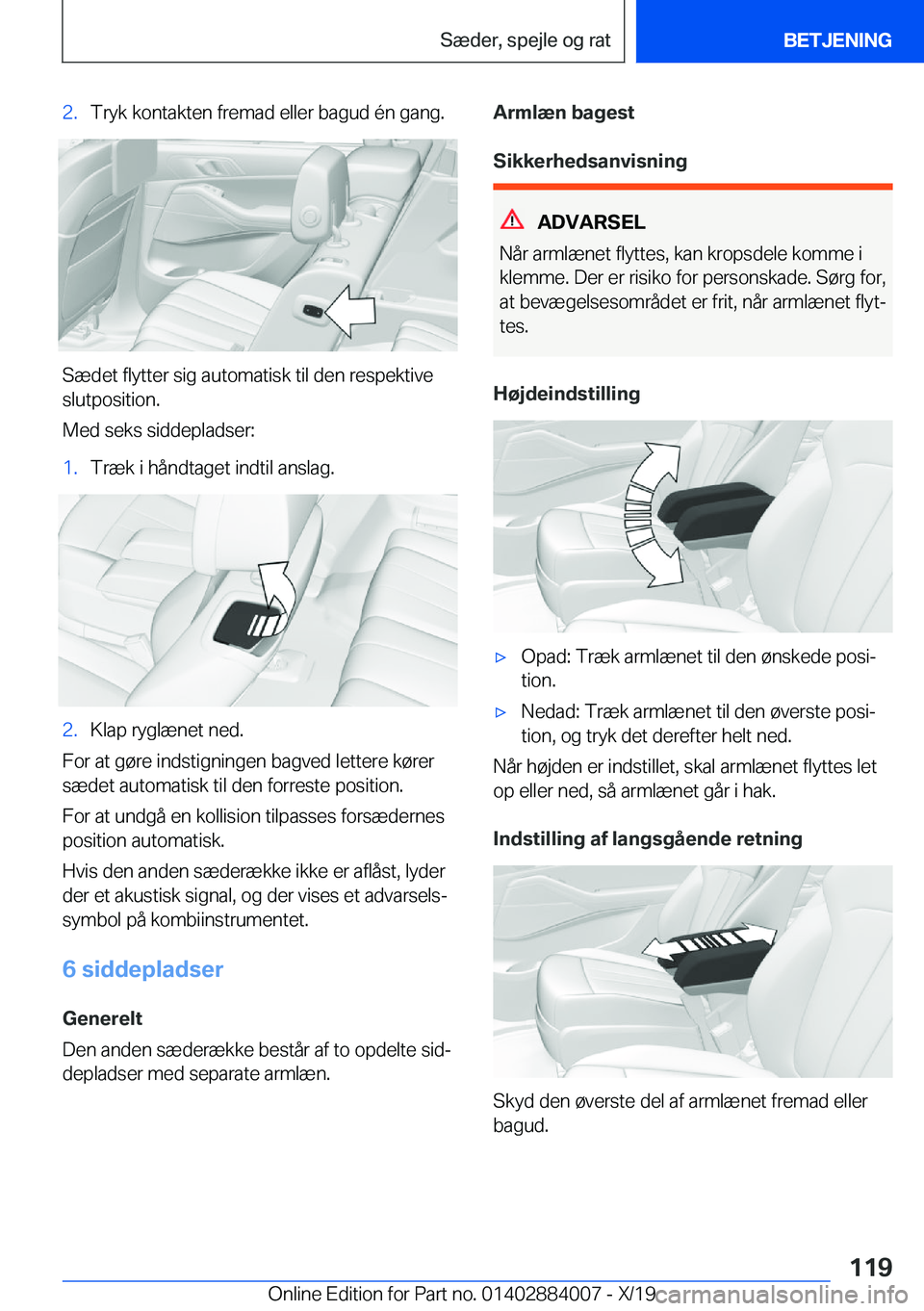 BMW X7 2020  InstruktionsbØger (in Danish) �2�.�T�r�y�k��k�o�n�t�a�k�t�e�n��f�r�e�m�a�d��e�l�l�e�r��b�a�g�u�d��