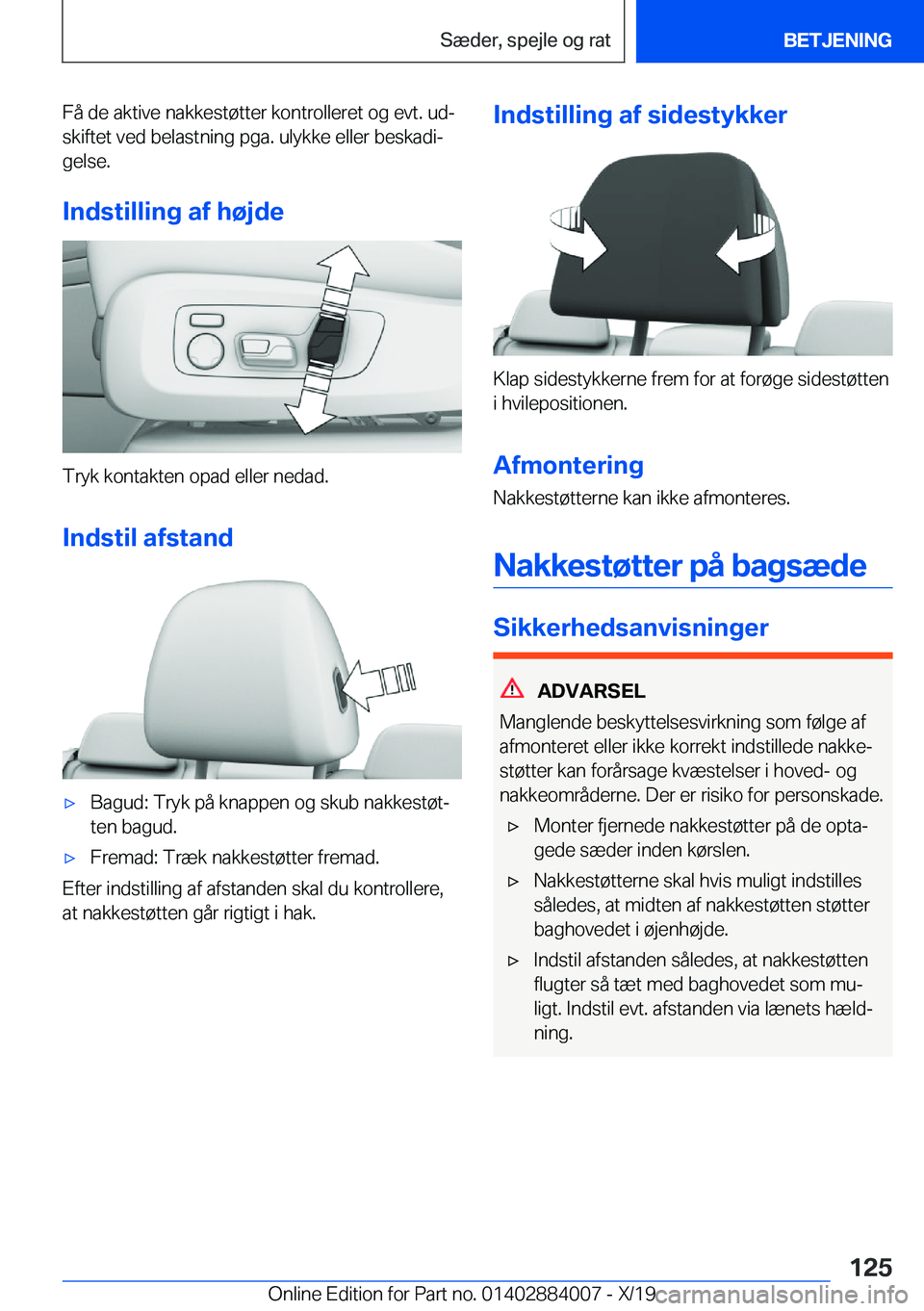 BMW X7 2020  InstruktionsbØger (in Danish) �F�å��d�e��a�k�t�i�v�e��n�a�k�k�e�s�t�